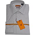 Enzo Tovare Men's Light Grey Stripe Barrel Cuff Dress Shirt