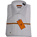 Enzo Tovare Men's White Twill French-cuffed Shirt