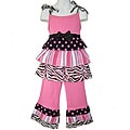 Ann Loren Boutique Girl's 2-piece Pink/ Black Rumba Capri Set