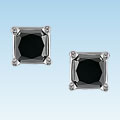 14k White Gold 1ct TDW Black Diamond Earrings  (Set of 3)