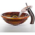 Kraus Tiger Eye Glass Sink and Waterfall Faucet