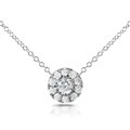 14k White Gold 1/3ct TDW Round Diamond Halo Necklace (H-I, I1-I2)