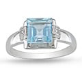Miadora 10k White Gold Blue Topaz and Diamond Ring