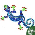 Recycled OIl Drum Painted Blue/ Green Gecko Wall Art (Haiti)