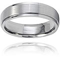 Men's Brushed-and-polished Titanium Ring with Comfort-fit Band