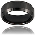 Men's Tungsten Black-plated Beveled-edge Band (8 mm)