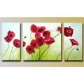'Flowers' Hand-painted Oil on Canvas (Set of 3)