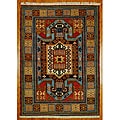 Indo Kazak Red/ Ivory Wool/ Cotton Rug (4'8 x 6'5)