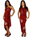 Women's Hibiscus Flower Burgundy Sarong (Indonesia)