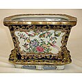 Midnight Luster Rose Medallion Hexagonal Planter
