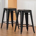 Tabouret 24-inch Black Metal Counter Stools (Set of 2)