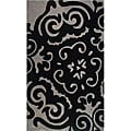Hand-tufted Floral Black/ Grey Wool Rug (5' x 8')
