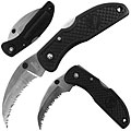 Black Thumb Studded Curved Serrated Knives (Pack of 3)