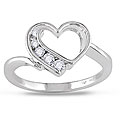 Miadora 10k White Gold 1/6ct TDW Diamond Heart Ring