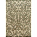 Cafe Beige/Sage Geometric Indoor/Outdoor Rug (6' x 9')