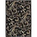 Cafe Black Floral Indoor/Outdoor Rug (7'3 Square)