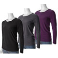 Adi Designs Women's Jewel Neck Long-sleeve Stretch T-shirt