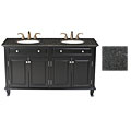 Seville 62-inch Granite Top Black Bathroom Vanity