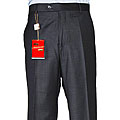Mantoni Dark Charcoal Grey Flat-front Wool Pants