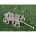 Handcrafted Cedar Wood Antique Grey Large Covered Wagon