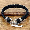 Braided Leather 'Time' Men's Bracelet (Indonesia)