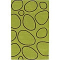 Alliyah Handmade Modern Rock Green Geometric New Zealand Blend Wool Rug (8' x 10')