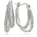 Sterling Silver 1/4 Carat TW Diamond Double Hoop Earrings,