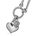 Sterling Silver 1/4ct TDW Diamond Double-heart Charm Necklace