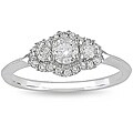 Miadora 14k White Gold 1/2ct TDW Diamond Halo Engagement Ring