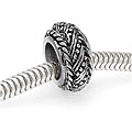 Beadaholique Silvertone Large Hole Stripes and Dots Pattern Beads (Pack of 2)