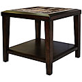 Balboa Espresso Faux Marble Beveled Edges End Table