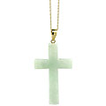 10k Yellow Gold Green Jade Cross Necklace