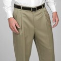 Austin Reed Men's Tan Pleated Gabardine Trousers