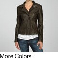 Collezione Women's Faux Leather Crinkle Moto Jacket