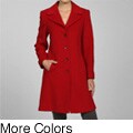 Larry Levine Women's Notch Collar Classic Wool Coat