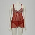 Illusion Women's Animal Print Stretch Mesh Babydoll Set
