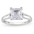 Miadora 10k White Gold Created White Sapphire Solitaire Ring