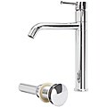Fontaine Chrome Swivel Vessel Filler Bathroom Faucet and Drain