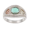 Black Hills Gold and Sterling Silver Green Obsidianite Ring