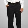 Austin Reed Men's Flat-front Black Satin Twill Reflex Pants