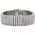 Kate Bissett Silvertone Brass Clear Cubic Zirconia Tennis Bracelet