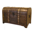 Old Fashioned Walnut Treasure Chest Styled Wood Trunk