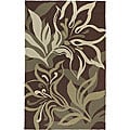 Hand-hooked Tropic Brown Synthetic Rug (5' x 8')