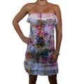 Strapless Ruffled Dress with Rhinestones