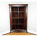 Sheesham Wood Metal Scroll Feet Corner Cabinet (India)