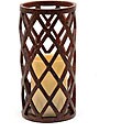 CandleTEK Lattice Wood Finish Flameless Candle