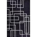 Handmade Alexa Pino Collection Charcoal Geometric Box Rug (7'6 x 9'6)