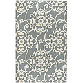Hand-tufted Grey Floral Rug (5' x 8')