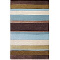 Hand-tufted Casual Brown/Blue Stripe Striped Rug (8' x 11')