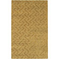 Hand-knotted Neoteric Golden Tan Basketweave Pattern Wool Rug (2' x 3')